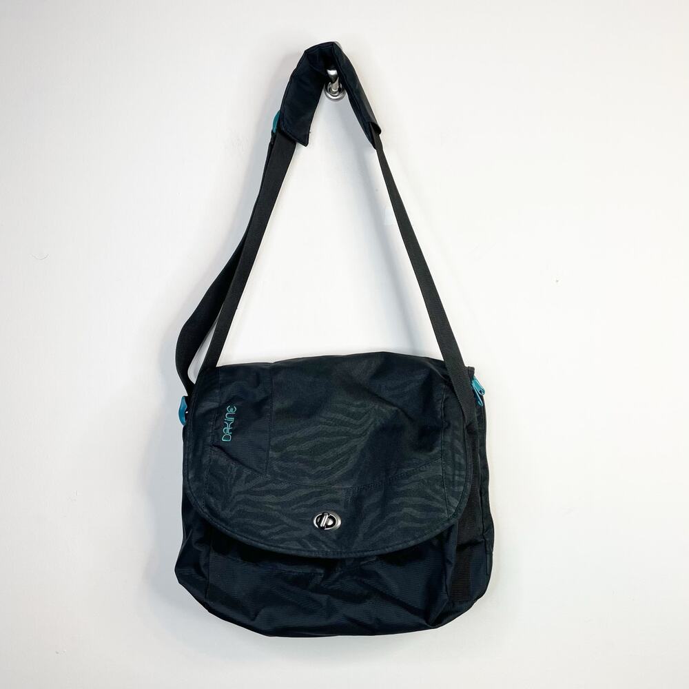 Dakine Brooke Black Animal Print Nylon Canvas Laptop Messenger Bag Travel Work